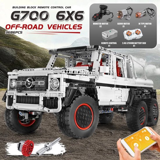 Technisch Auto Speelgoed 6X6 – RC & App Bestuurbare SUV – Motorisch – Bouwstenen – Offroad Model – Kinderen Cadeau