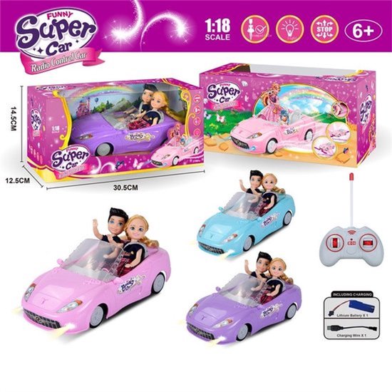 RC Voertuig Roze Cabrio - Speelauto - Afstandsbediening - Inclusief 2 Figuren - Oplaadbare Batterij - Gebruiksvriendelijk
