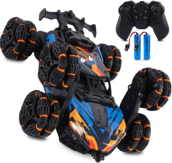 VROEMY TurboTwister Bestuurbare Auto - Stuntauto 6 Wielen - Spray & LED