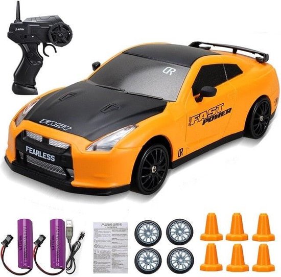 HB Toys GTR - 1/24 RC driftwagen met 4WD en verlichting - 2 Batterijen
