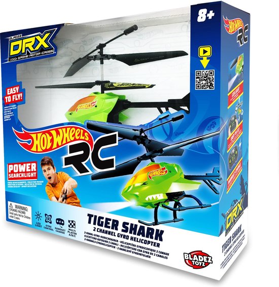 Hot Wheels DRX Tiger Shark Helicopter - Met gyro-besturing en LED-zoeklicht