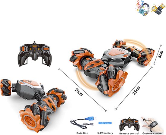TKKJ RC Stunt Twisted Car - Handbediening & Afstandsbediening - 4WD 2.4GHz