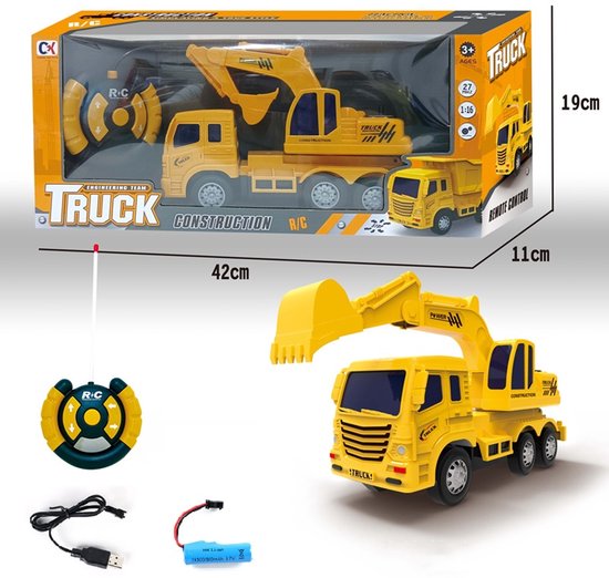 Engineering Truck - RC Graafmachine Speelgoed 25CM - afstand bestuurbaar voertuig - afstandsbediening - 1:16 - oplaadbaar