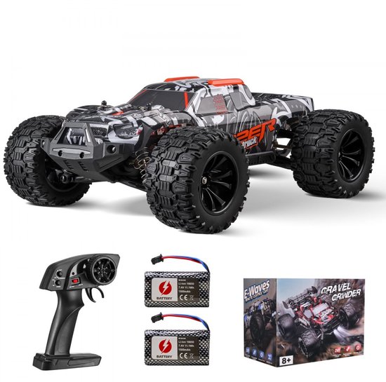 Afstandsbestuurbare RC Auto - Monstertruck Schaal 1:14 4WD - Offroad All-Terrain - Topsnelheid 38 km/u - Wheelie 45° - Inclusief 2 Accu's