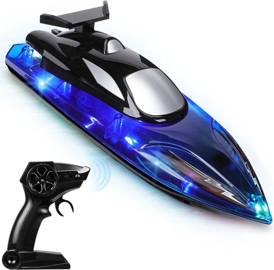 Aurixi® Bestuurbare Boot - RC Boot - Boot op Bestuurbare Afstand - 2 Batterijen - Blauw - 18cm x 7cm x 24cm