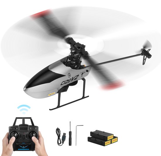 VEVOR RC-Helikopter, 2,4 Ghz Afstandsbedieningshelikopter met Gyro, 4-Kanaals RC-Vliegtuig voor Beginners, 39 Minuten Vliegtijd, Opstijgen/Landen met Één Knop, Speelgoed voor Kinderen Vanaf 8 Jaar