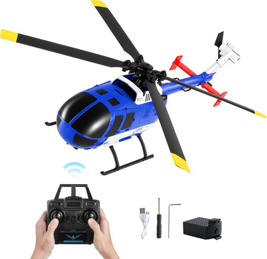 VEVOR RC-Helikopter, 2,4 Ghz Afstandsbedieningshelikopter met Enkele Propeller En 6-Assige Gyroscoop, 4-Kanaals RC-Vliegtuig voor Beginners, Led-Licht En Opstijgen/Landen met Één Knop, voor Kinderen Vanaf 8 Jaar