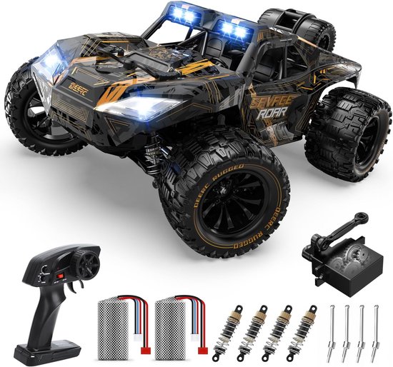 DEERC RC Bestuurbare Auto 1:14 – 40 km/u – 4x4 Offroad – LED Koplampen – 2 Accu’s (40 min) – Monster Truck – Afstandsbestuurbaar