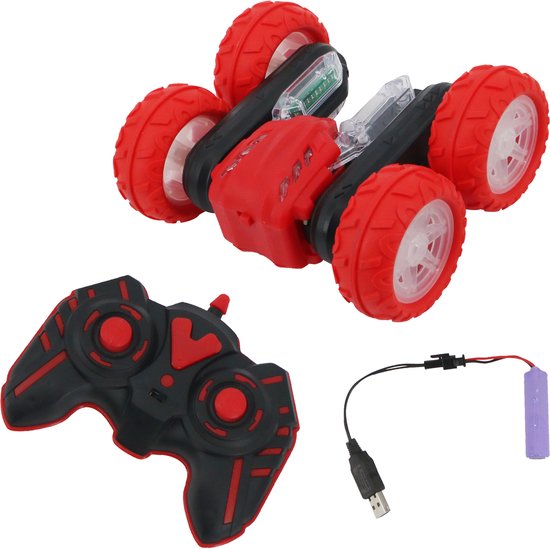 FUNFY 4WD High-Speed RC Stunt Auto – 360° Rotatie & Dual Side Drive – Afstandsbediening Stuntauto met Anti-Slip Banden – Elektrische Bestuurbare Auto voor Kinderen – Indoor & Outdoor Speelgoed Cadeau