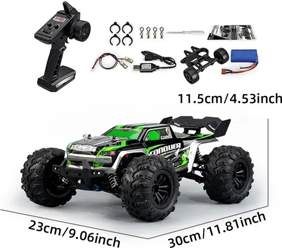 Selevie RC Auto Off Road Monster Truck - 80kph - 1 accu - Zwart/Grijs