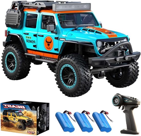 RC Crawler – RC Auto – RC Monstertruck – Offroad Voertuig – Klimauto – 4WD Aandrijving – 75° Klimvermogen – 3 Oplaadbare Batterijen