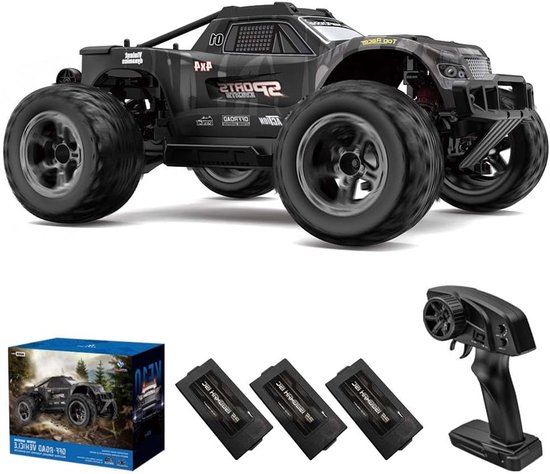 RC Offroad Buggy – RC Auto – Raceauto – Offroad Racewagen – High Speed Buggy – 50 km/u Snelheid – 4WD Metalen Chassis – 3 Batterijen Grijs