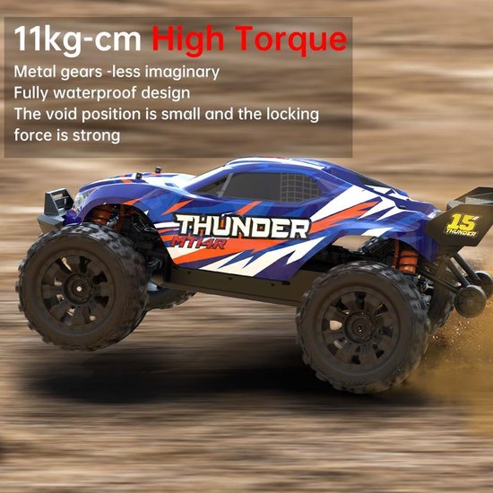 RC Racebuggy 1:14 – RC Auto – Radiografisch Voertuig – High Speed Buggy – Offroad Racer – Blauw – 4WD Met Brushless Motor – Max Snelheid 100 km/h – 3 Batterijen Inclusief