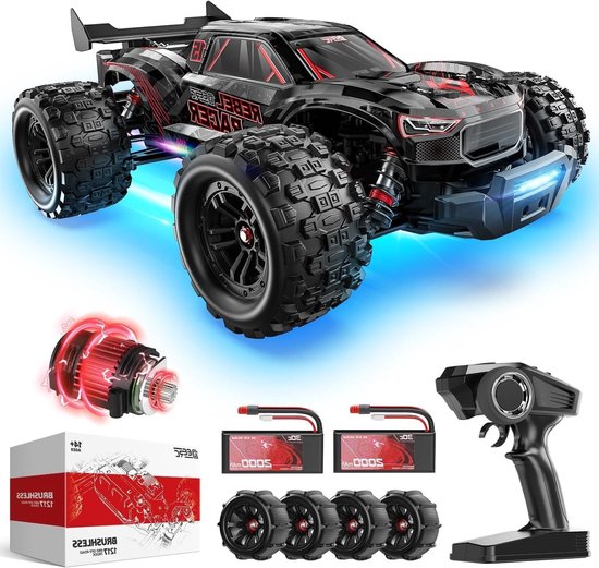 RC Auto – RC Wagen – Radiografisch Auto – Offroad Buggy – Truggy – 1:14 Schaal – Brushless Motor – 75+ km/u – 4WD – Waterdicht – 2x 3S LiPo Batterijen – 7 Lichtmodi