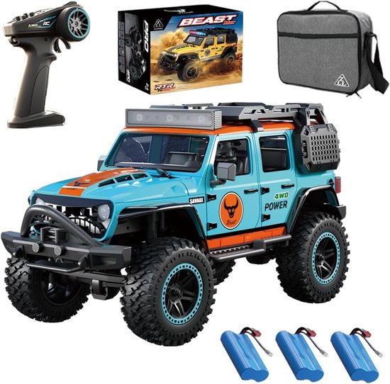 RC Auto – Bestuurbare Auto – Monstertruck – Offroad Voertuig – Klimtruck – 1:20 Schaal – 4x4 Aandrijving – Waterdicht – 3 Batterijen – 80m Bereik