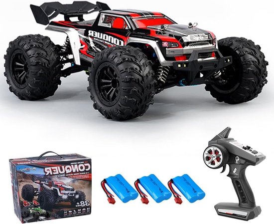 RC Auto 1:16 – Afstandsbedienbare Auto – RC Raceauto – Off-Road Buggy – RC Driftwagen – 50 km/u Snelheid – 4WD Vierwielaandrijving – 3 Batterijen Rood