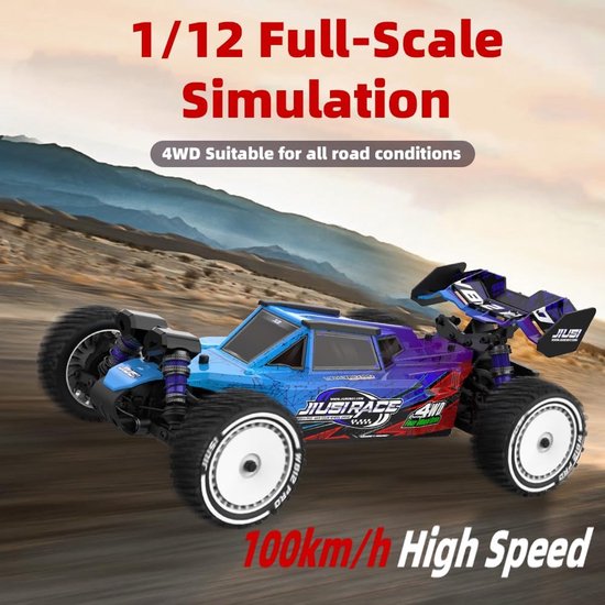RC Auto 1:12 – Radiografische Auto – RC Buggy – Offroad Raceauto – Afstandsbediening Auto – 100 km/u Snelheid – 4WD 3600KV Borstelloze Motor – Groen Met 3 Batterijen