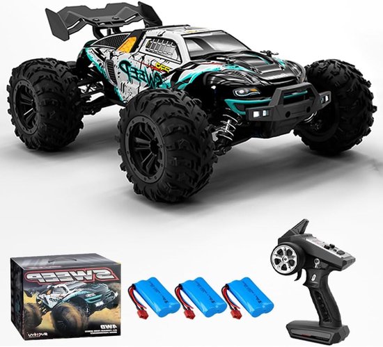 RC Auto – Afstandsbediening Wagen – Racebuggy – Offroad Voertuig – 4WD Buggy – Borstelloze Motor – 70 km/u Snelheid – Blauw