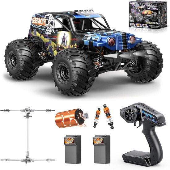 1/14 Brushless RC Auto – RC Wagen – RC Truck – RC Voertuig – RC Rallyauto – 4WD Vierwielaandrijving – Hydraulische Metalen Schokdempers – Max Snelheid 70 km/u – Dual 2S LiPo Batterijen – Blauw
