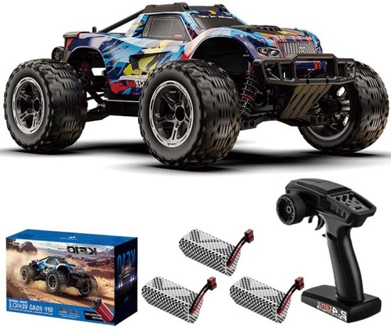 RC Offroad Buggy – Afstandsbedienbare Auto – RC Racewagen – Offroad Voertuig – Driftwagen – 60 km/u Snelheid – Borstelloze Motor – 4WD – Blauw – Met 3 Batterijen