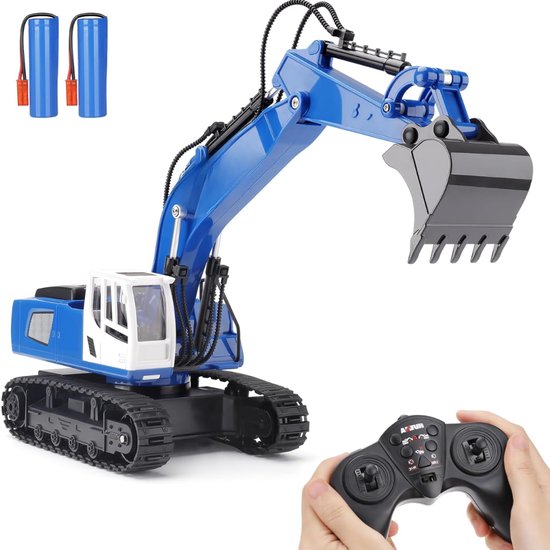 RWB® Bestuurbare Graafmachine - RC Graafmachine - Graafmachine op Bestuurbare Afstand - Blauw - ‎37 x 19 x 15 cm