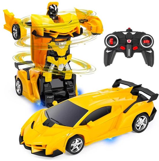LEAN TOYS Transformer Auto & Robot - RC Speelgoed met LED & Geluid - 6+ jaar