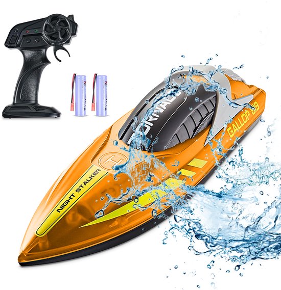 Pumpify Bestuurbare Boot – Waterspeelgoed – Met LED Verlichting – RC Boot – Snelheid Tot 15 km/h – 60m Bereik – Speelgoed Boot – Speedboot – Afstandsbestuurbare Boot - Speelgoed – 5 jaar – 6 jaar – 7 jaar – 8 jaar – 9 jaar – 10 jaar – Oranje