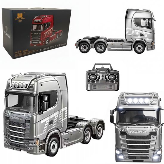 COIL RC-truck Scania 770 S V8 - Schaal 1:18 - Afstandsbediening 2,4 GHz - LED - Leeftijd 8+ - Zilver