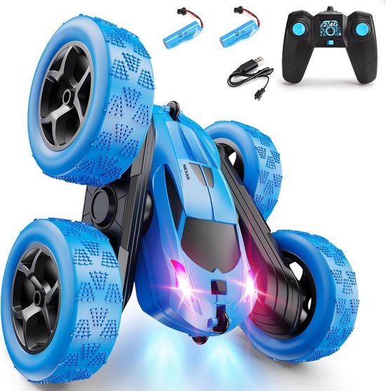 Nexar Bestuurbare Auto voor Jongens - RC Auto - Afstandsbestuurbare Stunt Auto - 360° Flip - LED Verlichting - Speelgoed voor Binnen & Buiten