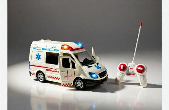 RC Ziekenwagen Ambulance - Speelgoedauto - Met Muziek en LED - Afstandsbediening - 35 cm
