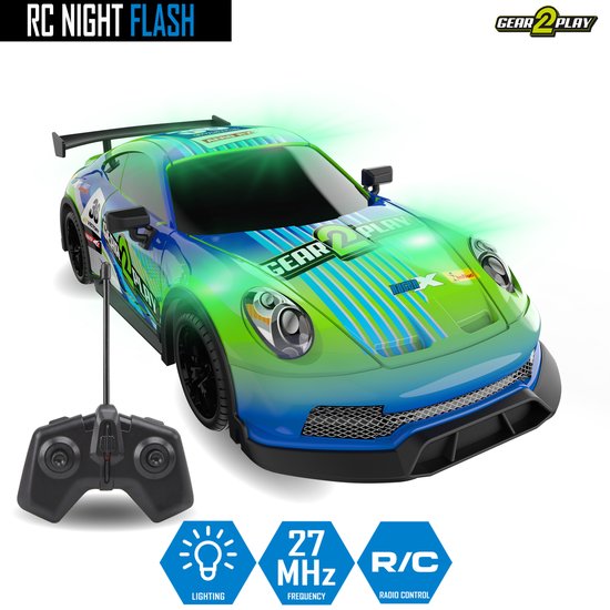 Gear2Play RC Night Flash Raceauto 1:16 - LED verlichte carrosserie - Bestuurbare auto