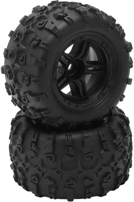 Allecto - RC Wielen - Hoge Kwaliteit - Kunststof Velgen - 1/16 Schaal - Afstandsbestuurbare Auto - Band - Diverse Toepassingen - Groen en Zwart Model