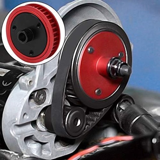 Allecto - RC Belt Drive Gear System - Geschikt voor Axial SCX I/II VS4-10 - Inclusief Gearbox en Belt - Complete Screw Set - Rode uitvoering