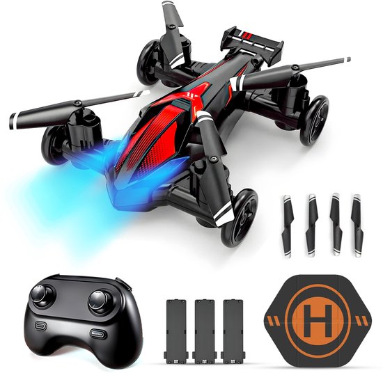 Bestuurbare Auto - RC Auto - Vliegen en Rijden - Afstandsbestuurbare auto - Radiografisch bestuurbare auto - Race auto afstandbestuurbaar - Auto afstandsbediening - RC Drift Car - 3 Accu's - 20 km/u - Buiten - voor Jongens & Volwassenen