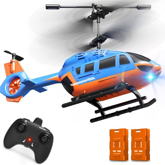 RWB® RC Helicopter - Bestuurbare Helicopter - Helicopter op Bestuurbare Afstand - Blauw en oranje - ‎20 x 6 x 13 cm