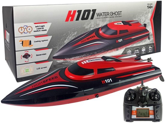 Playos® - Bestuurbare Speedboot - Rood - tot 35 km/h - tot 150 meter - RC Boot - Speelgoed - vanaf 14 jaar