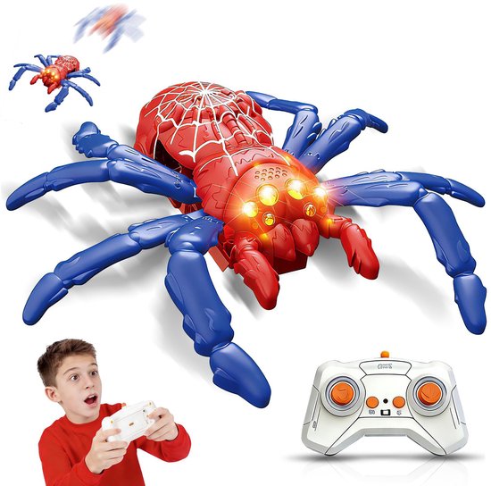 Op afstand bestuurbare spinspeelgoed - Muurklimmende spin voor kinderen - RC muurkruipende spinrobot met 360° rotatie - Cadeau voor jongens en meisjes vanaf 3 jaar, rood
