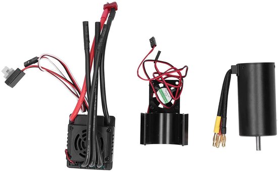 Allecto - Borstelloze Motor - RC Auto Boot - Waterkoeling - 120A ESC - Krachtige Prestaties - Radiator - Geschikt voor 1/8 Schaal - Zwart Model