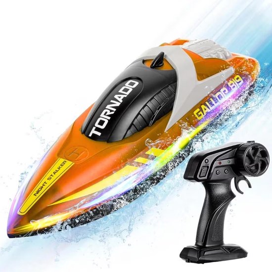 Gallop Tornado RC Speedboat – bestuurbare boot op afstand - LED-verlichting , Hoge Snelheid - 2.4GHZ boat - oplaadbaar- kinderen beginners boot