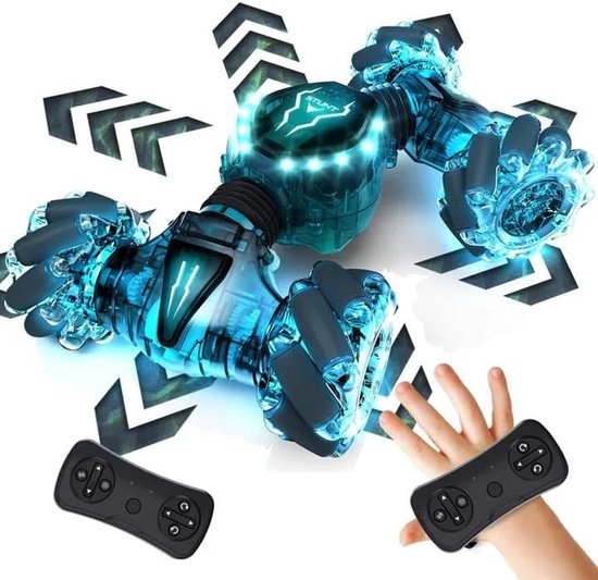 Afstandsbediening Auto - 2.4GHz 4WD RC Drift Auto - 360° Rotatie en Snelle Handbediening - 3 Oplaadbare Batterijen - Coole Verlichting - Geschikt voor Alle Terreinen - Raceplezier voor Kinderen en Volwassenen - Cadeau