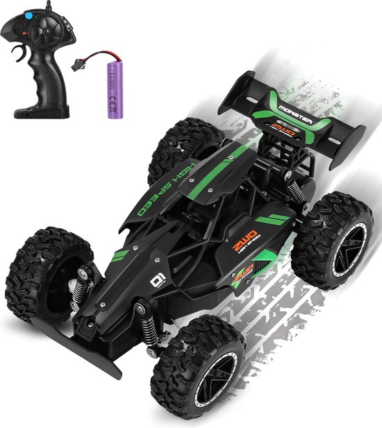 Terreinvoertuig met afstandsbediening - Elektrische vrachtwagen met afstandsbediening - Supersnel speelgoed met afstandsbediening - Geschikt voor tieners, volwassenen, jongens en kinderen - Batterijen inbegrepen - Schaal 1:18 - 2,4 GHz - Groen