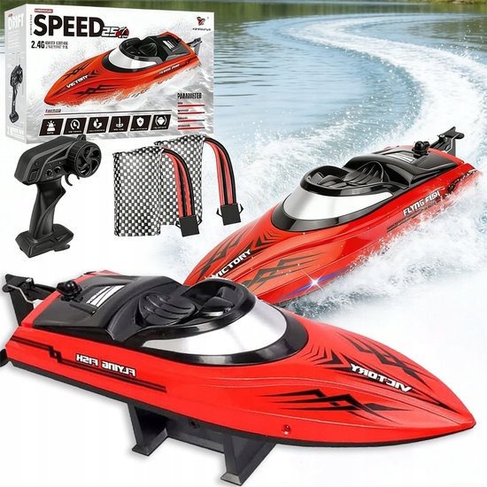 RC Boot - Bestuurbare Boot - Waterspeelgoed - 2.4GHz Waterboot met Zelfoprichting & Dubbele Batterijen - Snelheid Tot 25 km/h & LED-verlichting - 100m Bereik - Speelgoed Boot – Speedboot - Voor Zwembad & Meer