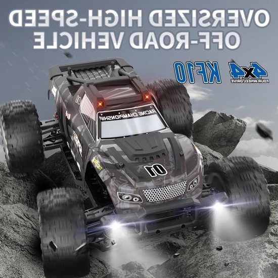 RC Auto Hoge Snelheid - Afstandsbestuurde Auto - Offroad Racen - 4WD met Stabiele Grip - 1:10 Schaal - Grijs