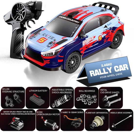 RC Rally Auto 4WD 1:14 Schaal – RC390 High Torque Motor – Drift & Offroad – 2.4GHz – Oplaadbaar