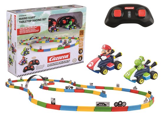 Carrera RC voertuig Auto - RC Auto Mini - Mario Kart - Tabletop Racing Set - Mario vs. Yoshi - 2 Auto#039 - 2,4 GHz RC Model Kant en Klaar - Carrera Bestuurbare Auto