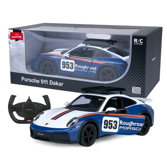 Jamara RC voertuig Auto - 402212 RC Auto Porsche 911 Dakar Performance - Wit/Blauw - 2,4GHz RC Model Kant en Klaar - 1:14 Bestuurbare Auto