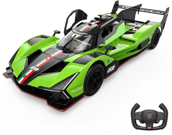 Lamborghini SC63 LMDh 1:14 R/C Racer vanaf 6 jaar – Officieel Gelicentieerde Bestuurbare Auto met LED-verlichting & TPE-Wielen – Auto op Afstandsbediening met Schokdempers & 2 Snelheden – Groen