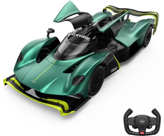 Aston Martin Valkyrie AMR Pro 1:14 R/C Racer vanaf 6 jaar – Officieel Gelicentieerde Bestuurbare Auto met LED-verlichting – Afstandsbeduurbare Sportwagen met TPE-Wielen & 2 Snelheden – Donkergroen