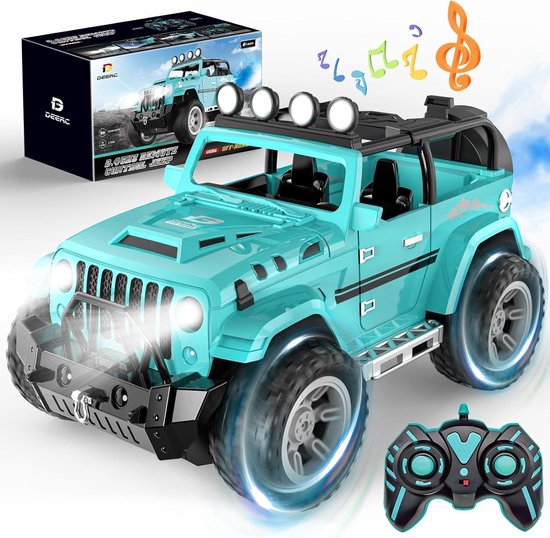 DEERC DE86 Bestuurbare Auto - 1:16 Off-Road RC Car - 50 Min Speeltijd - 2.4GHz Zender - Inclusief LED Verlichting - Cadeau voor Kinderen