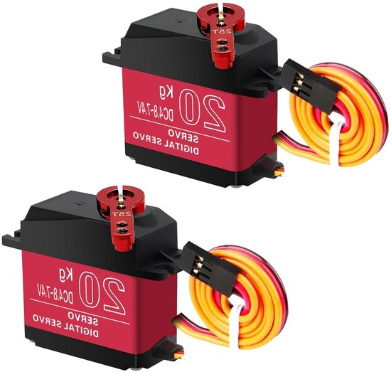 Krachtige 20kg Digitale Servo Motoren voor RC Voertuigen, Robotica en Arduino - Volledig Koper en Metalen Overbrenging, 2 Stuks